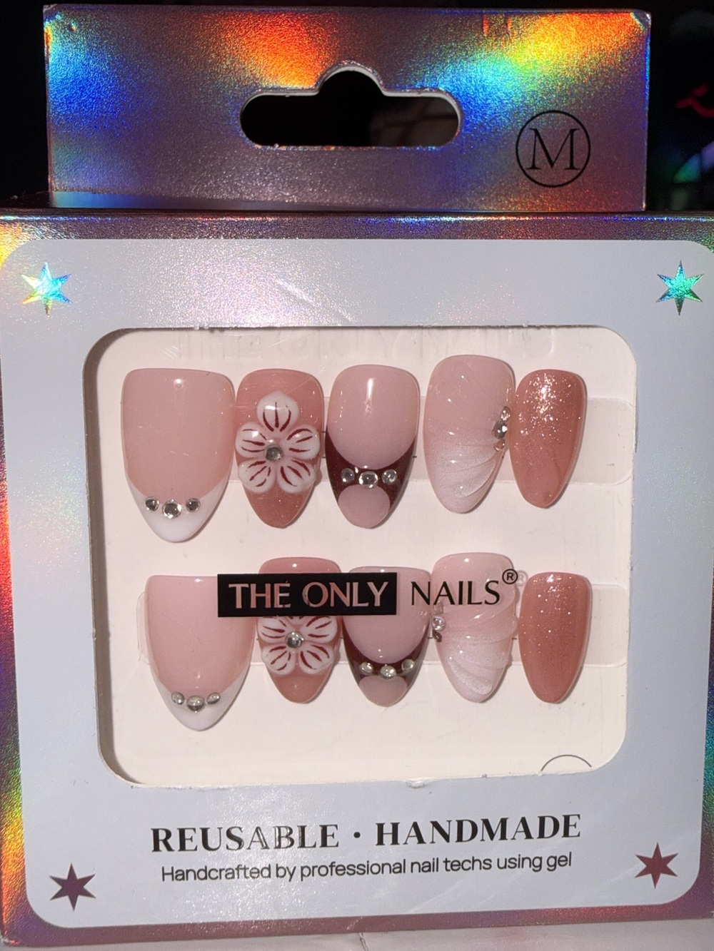 The only nails Pink Floral Rhinestone Press-On Nail Set